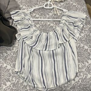 White striped cropped blouse